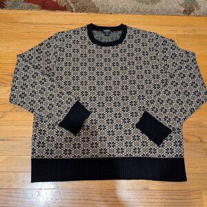 Todd Snyder Lambswool Geometric Sweater Black Tan XL